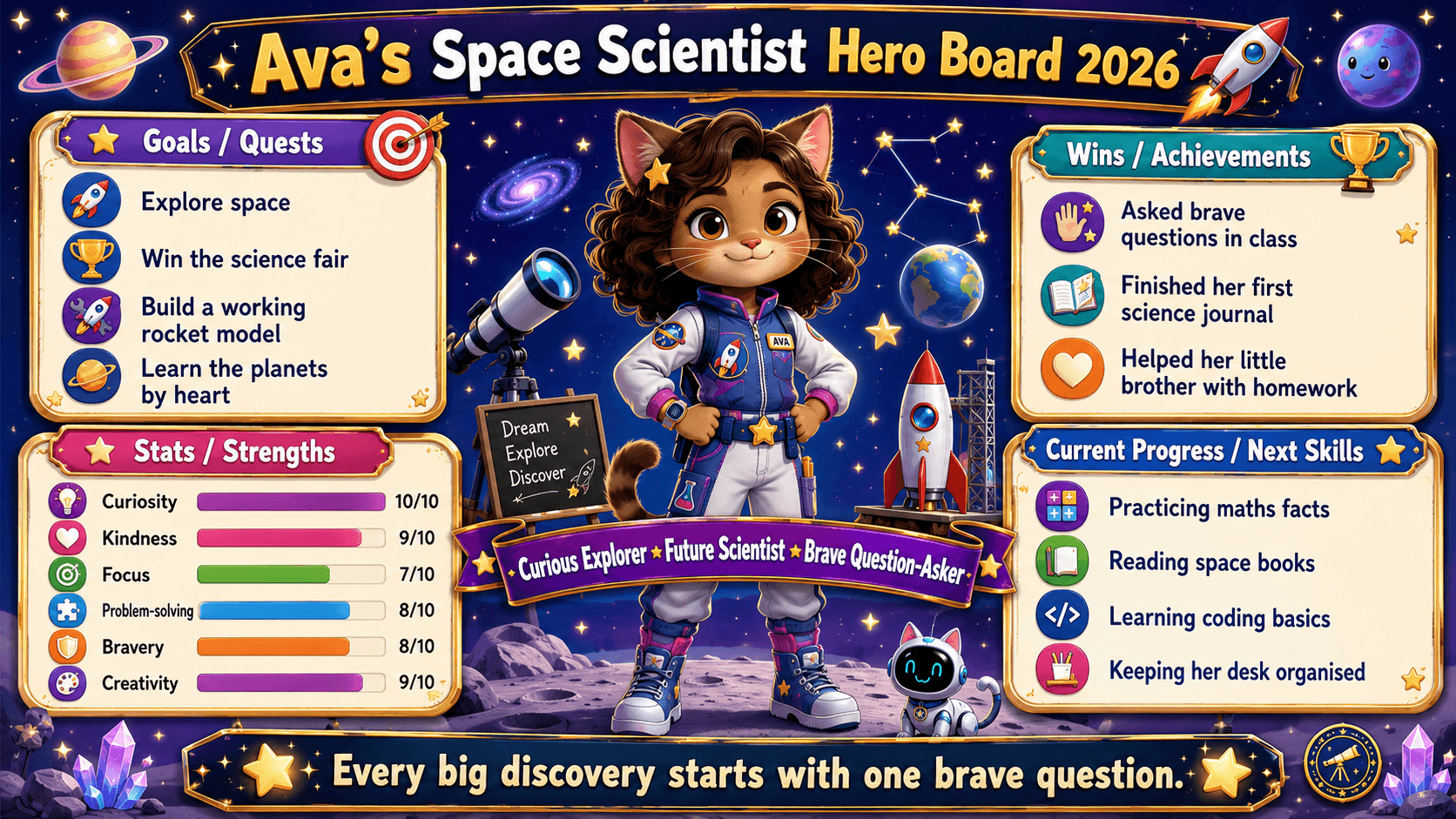 Ava space scientist confidence board wallpaper sample